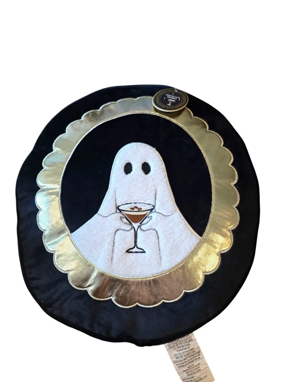Ghost with Espresso Martini Decorative Throw Pillow NEW Halloween Spooky Scary
